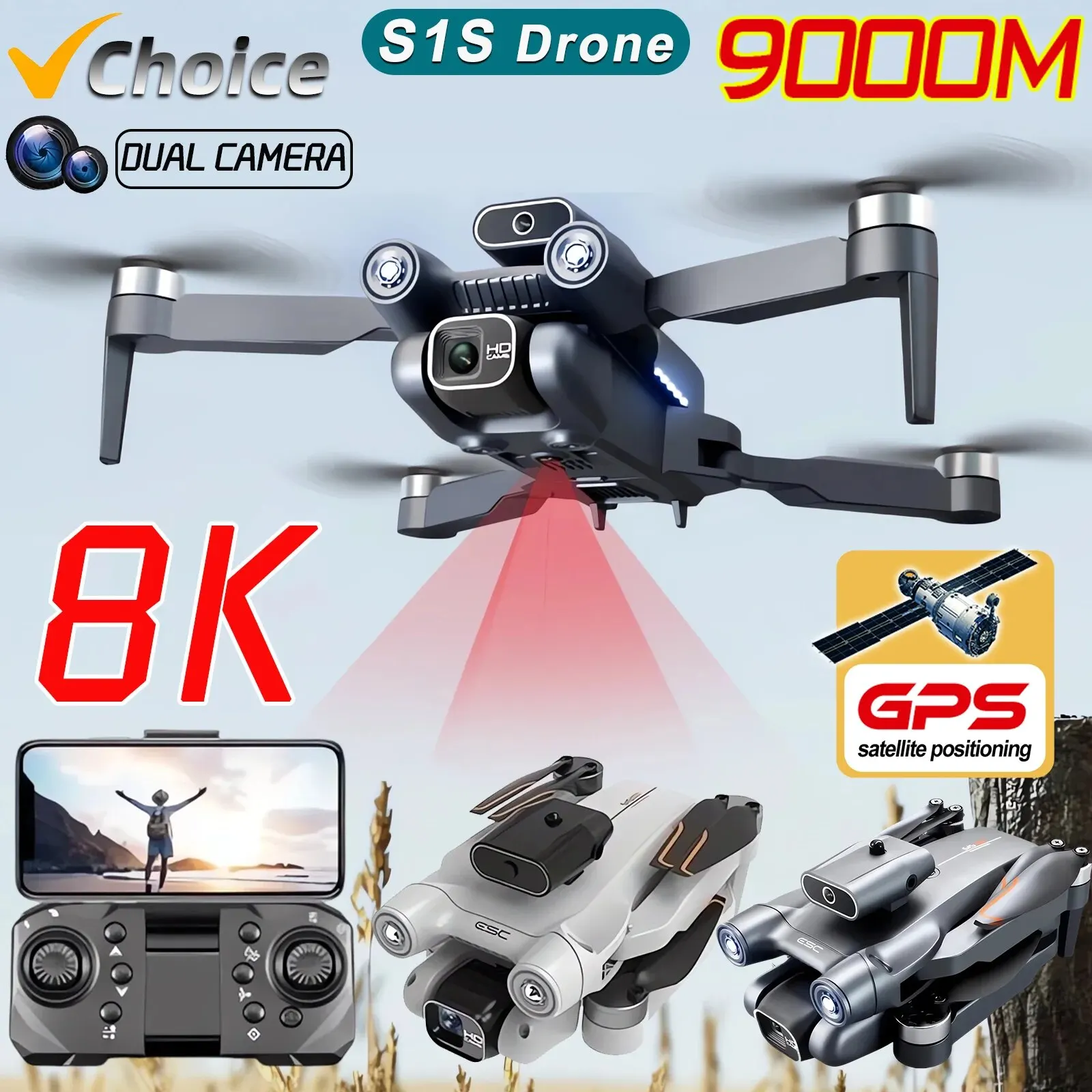 New S1S 5G GPS Drone Camera 8K - Drone Lidar ulasan dan harga